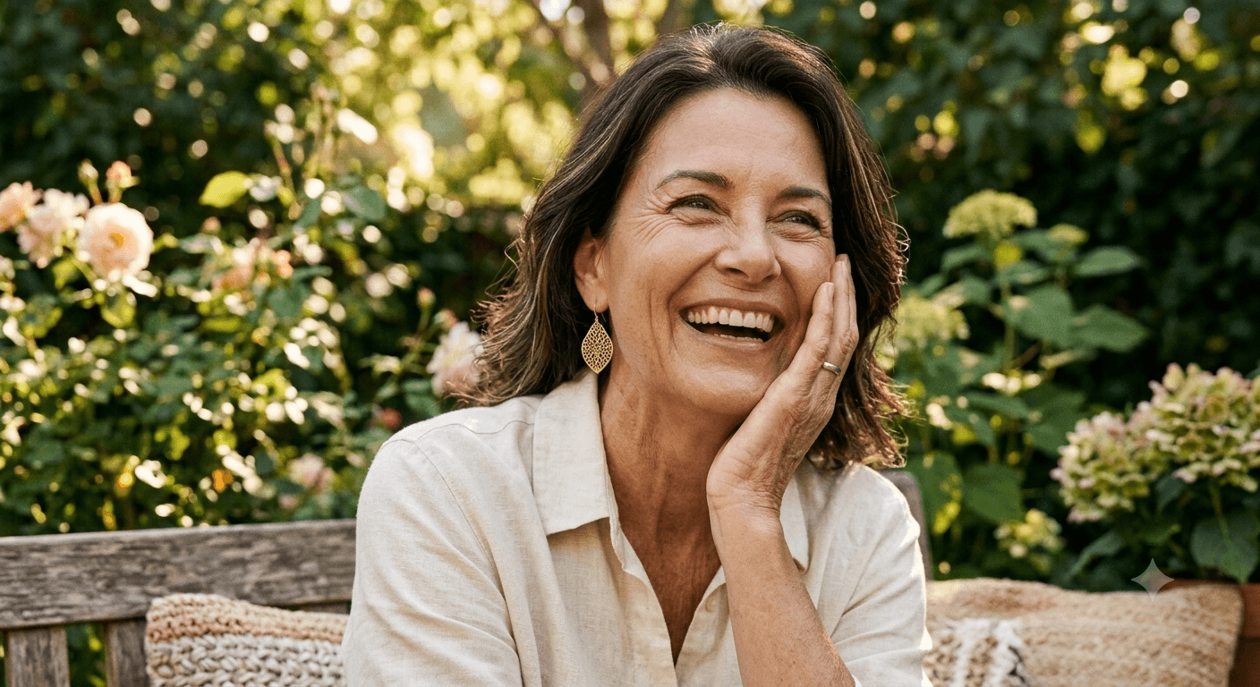 A woman at ease with her skin — the customer identifying what her skin is asking for in this chapter